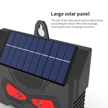 Outdoor Ultrasonic Solar Mouse Repeller With LED Flash showing large solar panel and front sensor housing