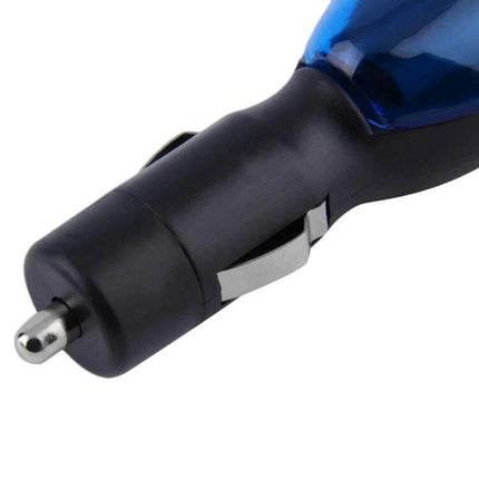 Portable Car Fuel Saver Gas Economizer Plug for Daily Use — close-up of 12V cigarette lighter plug showing metal contacts and compact blue-black housing