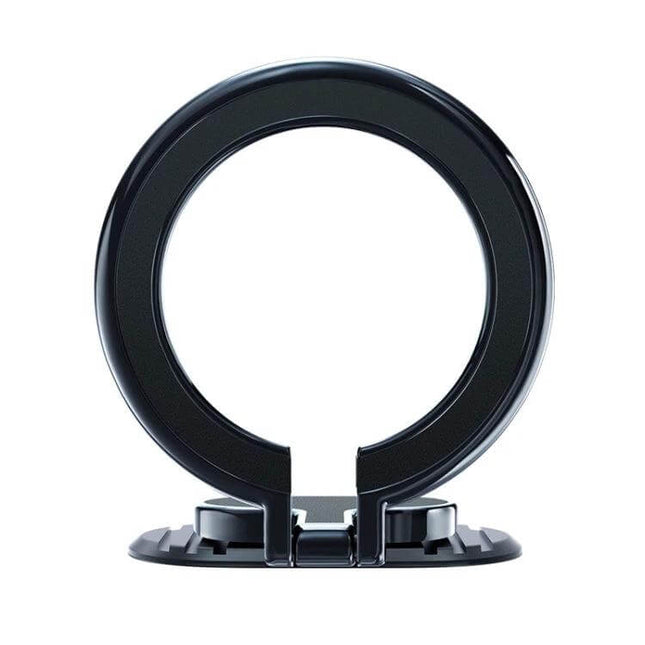 Magnetic Folding Car Phone Holder Rotatable Steering Wheel Mount showing circular magnet ring and sturdy adhesive base for dashboard or steering wheel