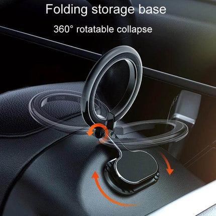 Magnetic Folding Car Phone Holder Rotatable Steering Wheel Mount on dashboard with 360° rotatable folding storage base for navigation and hands-free use