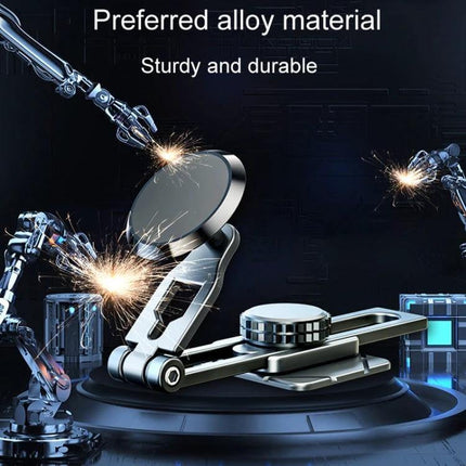 Foldable Suspension Car Phone Holder With Magnetic Slide For Dashboard, foldable alloy dashboard phone mount, sturdy aluminum-zinc construction