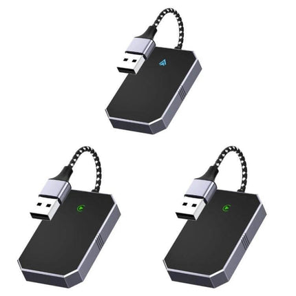 CarPlay Box Wired To Wireless Bluetooth Adapter For Android And iOS - black aluminum wireless CarPlay dongle with USB cable