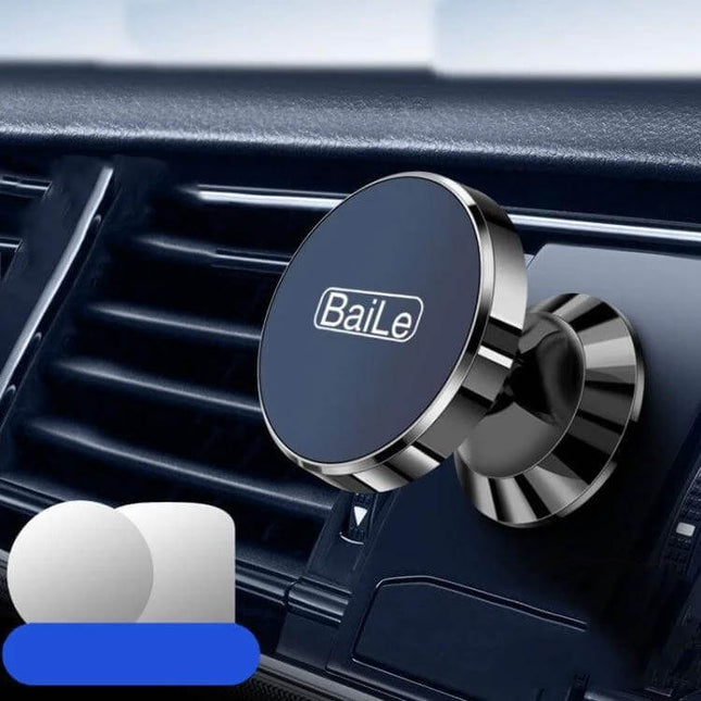 BaiLe Magnetic Car Phone Holder Universal Dashboard Mount on car dashboard, compact oxidized aluminum magnetic phone mount