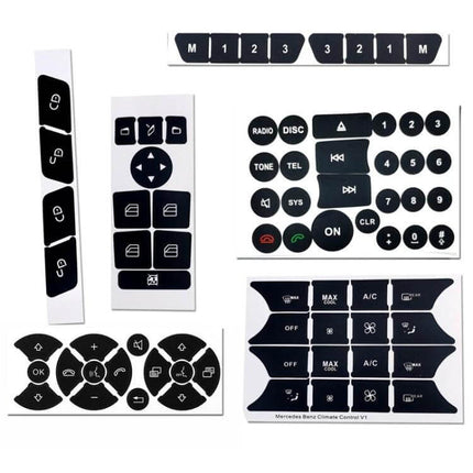 Vinyl Repair Sticker for Mercedes-Benz Air Conditioning Buttons black adhesive button decals for C-Class W204 E-Class W212 interior repair
