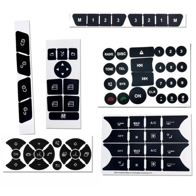 Vinyl Repair Sticker for Mercedes-Benz Air Conditioning Buttons black adhesive button decals for C-Class W204 E-Class W212 interior repair