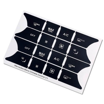 Vinyl Repair Sticker for Mercedes-Benz Air Conditioning Buttons – black adhesive set for C-Class W204 E-Class W212 AC controls, DIY interior repair
