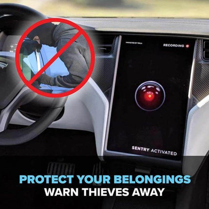 Sentry Mode Warning Sticker for Tesla Model 3, Y, S, and X on windshield to warn thieves and indicate recording