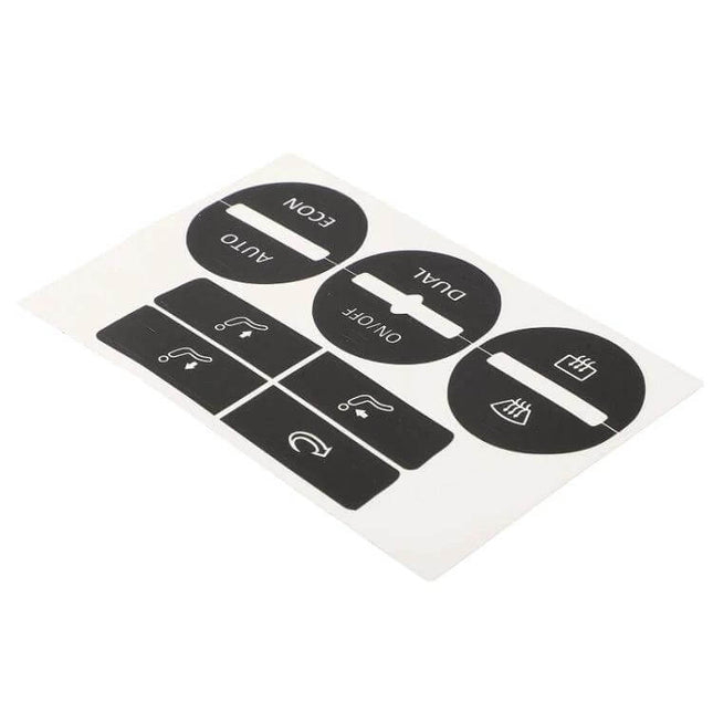 Repair Patch for Volkswagen Golf MK5 Passat AC Controls - PVC button replacement kit showing black labeled AC control patches
