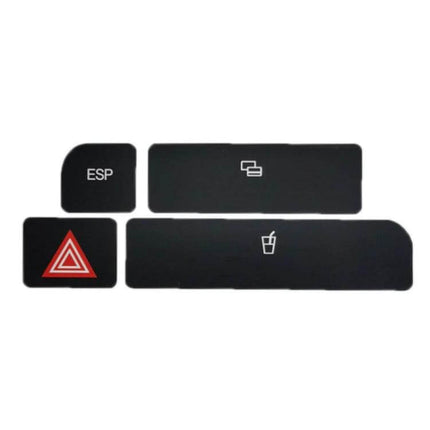 Audi A4 Left-Hand Drive Emergency Button Repair Sticker black dashboard set with ESP, hazard triangle and control icons
