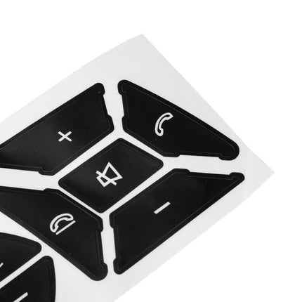Mercedes-Benz Steering Wheel Button Repair Sticker for Vehicles black PVC button icons set for call volume and mute restoration
