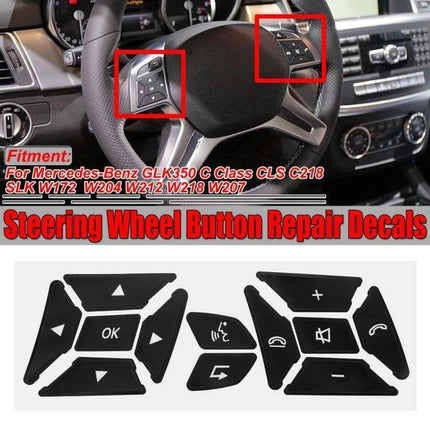 Mercedes-Benz Steering Wheel Button Repair Sticker for Vehicles - PVC steering button decals for Mercedes controls
