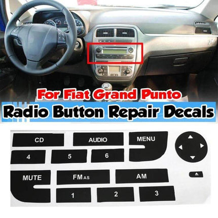 Repair Stickers for Fiat Grand Punto Multimedia Radio Buttons, 2 Pack - dashboard radio button repair decals for worn controls