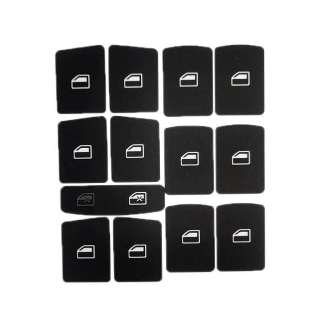 Repair Sticker for Audi A6, A6L, and Q7 Window Buttons - black PVC window button repair stickers set for faded controls