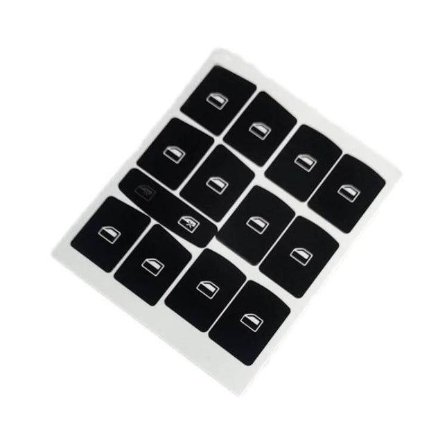 Repair Sticker for Audi A6, A6L, and Q7 Window Buttons - black PVC replacement decals for worn window and AC control buttons