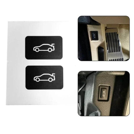 Set of 2 PVC Repair Stickers for BMW 3/5/7 Series Trunk Switches - black PVC trunk button decals for interior restoration