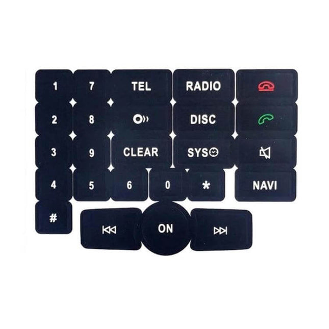 Practical Repair Sticker for Mercedes Benz Radio Buttons - black PVC replacement set for C E GLK W series 2007-2014 radio and AC controls
