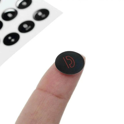 Practical Repair Sticker for Mercedes Benz Radio Buttons - black PVC round button decal with red phone icon on fingertip