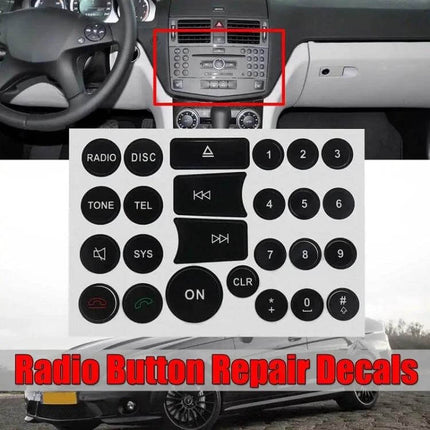 Practical Repair Sticker for Mercedes Benz Radio Buttons - PVC radio button repair decals for C E GLK W series 2007-2014