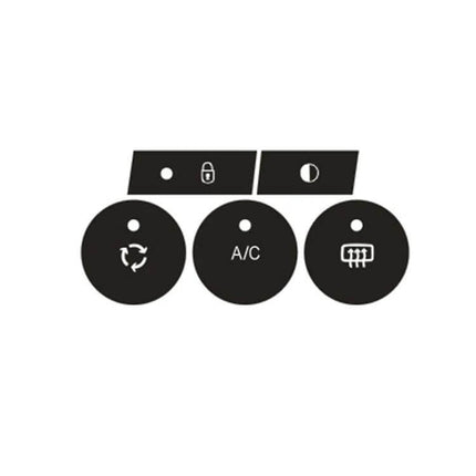 Citroen C4L 2014-2018 Air Conditioning Door Lock Repair Sticker - black PVC dashboard button decals for A/C, recirculation, rear defogger and lock icons