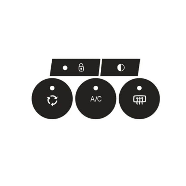Citroen C4L 2014-2018 Air Conditioning Door Lock Repair Sticker - black PVC dashboard button decals for A/C, recirculation, rear defogger and lock icons