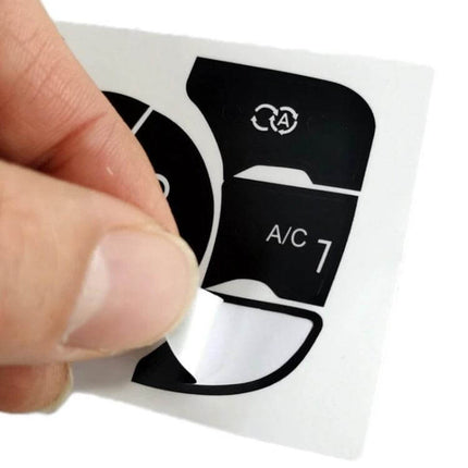 Citroen C4L 2014-2018 Air Conditioning Door Lock Repair Sticker - black PVC dashboard button decal being peeled for A/C and door lock restoration