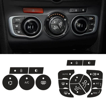 Citroen C4L 2014-2018 Air Conditioning Door Lock Repair Sticker - black PVC dashboard button repair set for AC and door lock controls