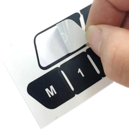 Inner Door Switch Repair Sticker for Mercedes Benz W204 C300 2007-2014 showing hand peeling black M and 1 button stickers for interior switch restoration