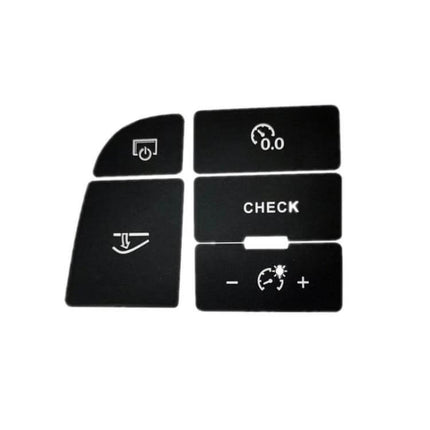 Repair Sticker for Audi A6 and A6L Central Control Buttons - black PVC set showing check, cruise and control icons