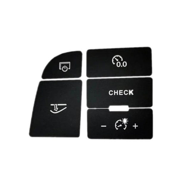 Repair Sticker for Audi A6 and A6L Central Control Buttons - black PVC set showing check, cruise and control icons