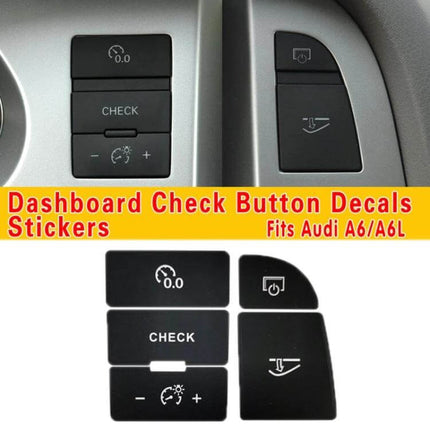 Repair Sticker for Audi A6 and A6L Central Control Buttons - black PVC dashboard button decals for check and control