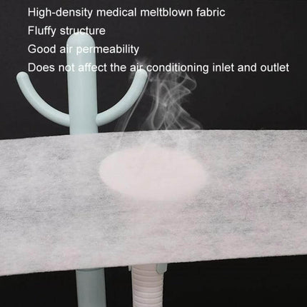 Disposable AC Air Purification Filter For Household Use 22x80cm installed showing high-density meltblown fabric capturing dust while allowing airflow