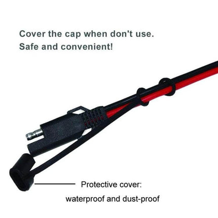 SAE To O-Type Ring Connector Quick Disconnect Battery Extension Cable with protective waterproof dust-proof cover, nickel-plated 205 female terminals