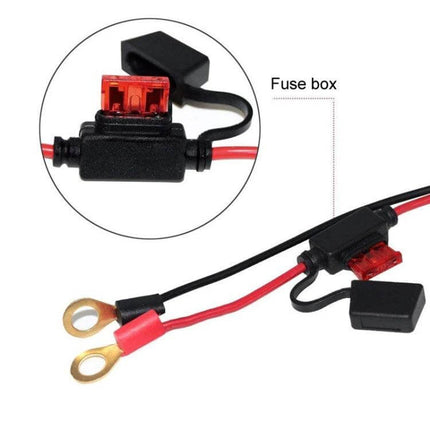 SAE To O-Type Ring Connector Quick Disconnect Battery Extension Cable, nickel-plated terminals, inline fuse box, brass ring terminals