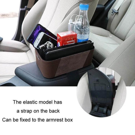 Car Multifunctional Dashboard Armrest Box Water Cup Storage Box Large - suede armrest organizer holding bottle, phone, snacks, reduces clutter in car