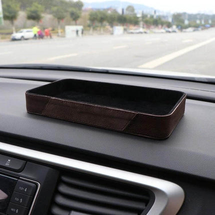 Car Multifunctional Dashboard Armrest Box Water Cup Storage Box Large suede dashboard tray for organized cup and accessory storage