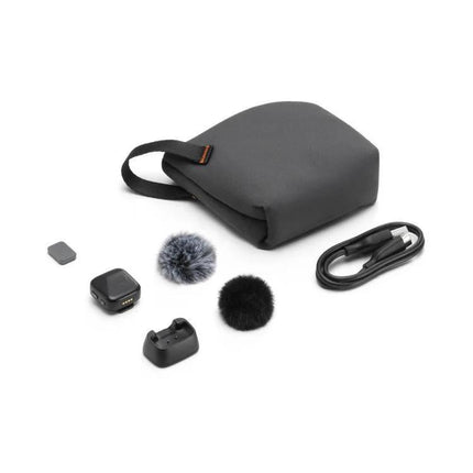 DJI Mic Mini Transmitter for Everyday Audio Recording compact kit with transmitters windscreens charging cable and carrying pouch