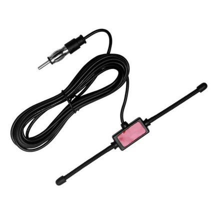 Glass-Mounted Car AM/FM Radio Antenna for Stereo Receivers - adhesive windshield antenna with 50 ohm cable and connector for improved AM/FM reception
