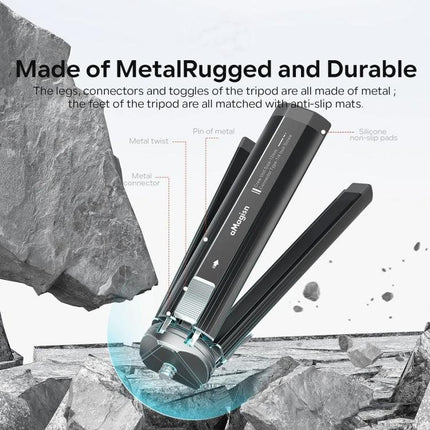 aMagisn Mini Metal Desktop Tripod for Cameras and SLR Accessories showing compact metal legs, anti-slip feet and durable construction