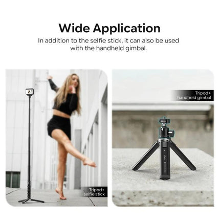 aMagisn Mini Metal Desktop Tripod for Cameras and SLR Accessories shown as compact desktop tripod and selfie-stick setup for vlogging and photography