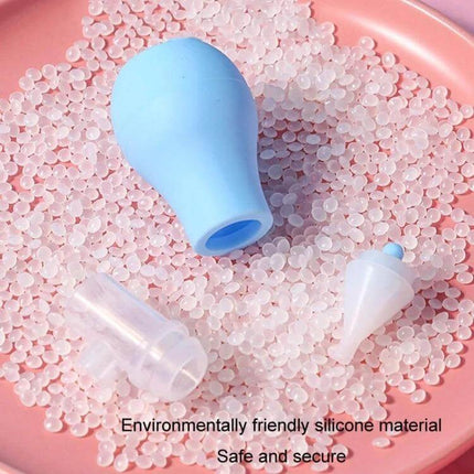 Baby Nasal Aspirator for Clear Breathing, Soft Silicone Tip - compact blue silicone bulb with soft tip and one-way valve for gentle baby suction