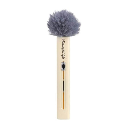 Retractable Soft Brush for Car Air Conditioner Vent Cleaning - beige retractable handle with gray microfiber head for gentle vent and dashboard dusting