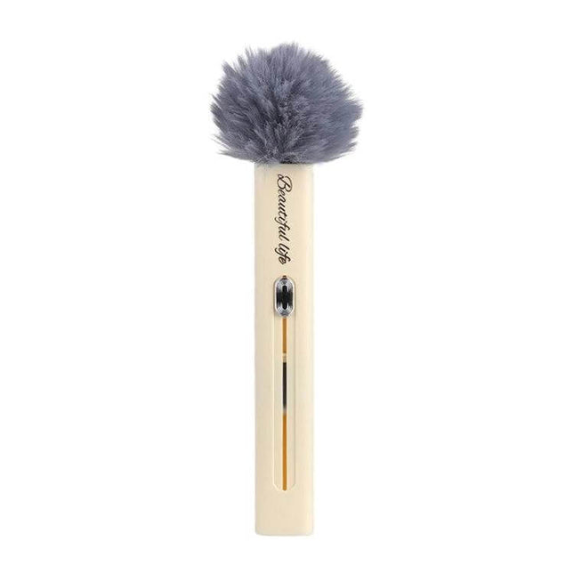 Retractable Soft Brush for Car Air Conditioner Vent Cleaning - beige retractable handle with gray microfiber head for gentle vent and dashboard dusting