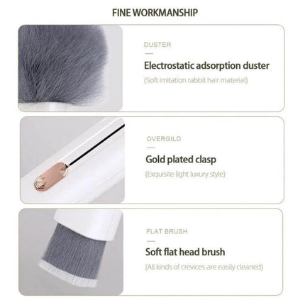 Retractable Soft Brush for Car Air Conditioner Vent Cleaning - microfiber retractable duster with gold-plated clasp for vents, dashboards and tight crevices