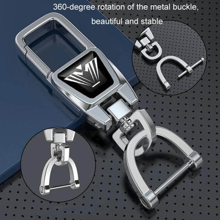 Toyota Car Key Cover With Anti Lost Keychain A To K - silver 360-degree rotating metal buckle keychain and fiber synthetic leather protective fob