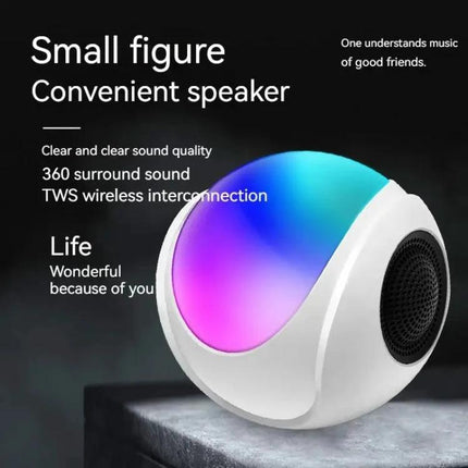 Portable Bluetooth Speaker Compact For Home And Travel Use white orb speaker with colorful LED ambient light, 360° sound, compact travel-friendly