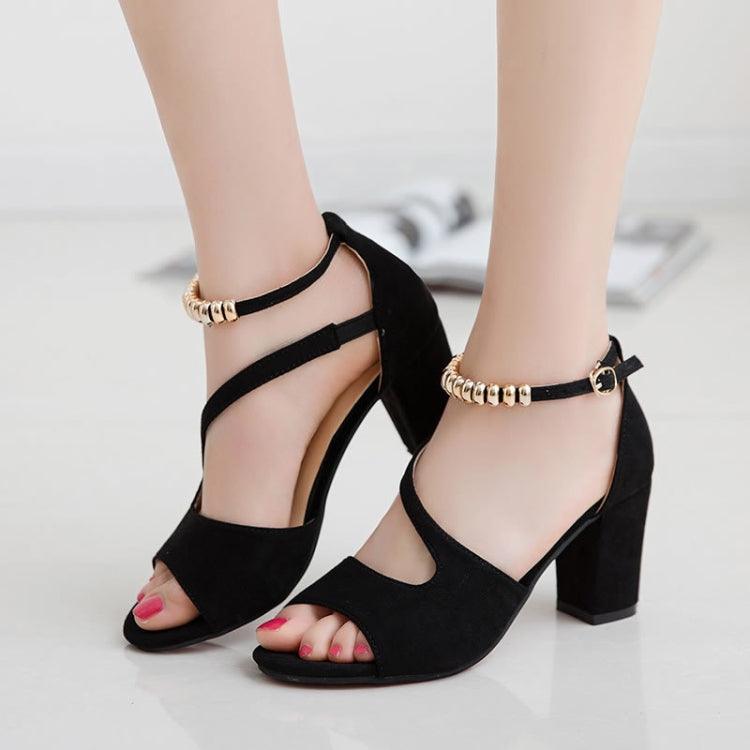 Chic Summer High Heel Chunky Sandals for Women with One Buckle Design