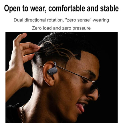 Open Fit Bluetooth Earphones With Case For Commuting lightweight open-fit earbuds shown worn with compact charging case for travel