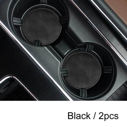 Car Suede Anti Slip Coasters Set for Interior Protection - black suede cup coasters with memory foam in car cup holders, 2pcs, anti-slip spill protection