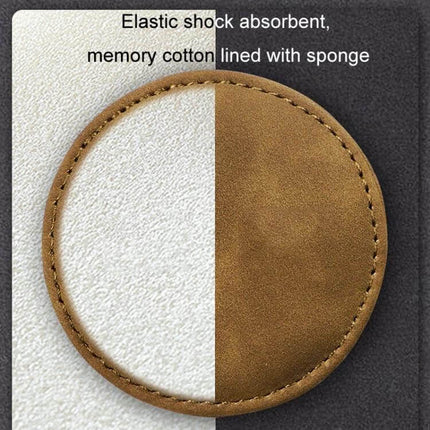 Car Suede Anti Slip Coasters Set for Interior Protection brown suede round coaster with memory foam lining and anti-slip stitch detail