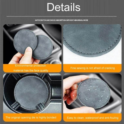 Car Suede Anti Slip Coasters Set for Interior Protection - grey suede cup coasters, memory foam, anti-slip, waterproof, 7cm fit